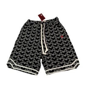 Emotionally Unavailable Heart Embroidered Basketball Shorts Medium NEW